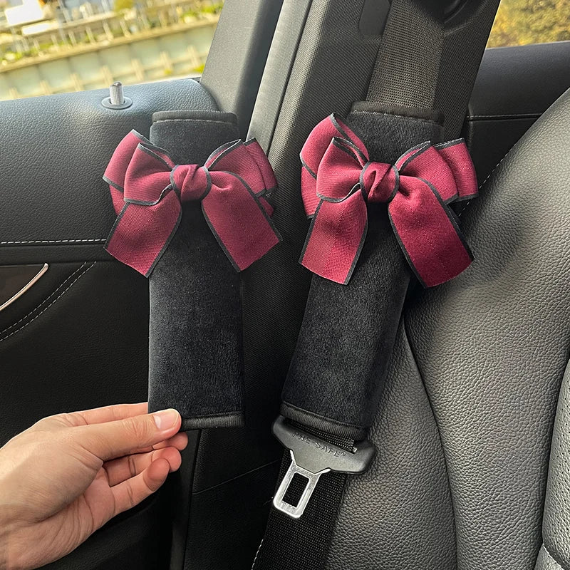 2Pcs Bowknot Car Seat Belt Cover