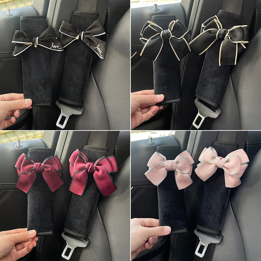 2Pcs Bowknot Car Seat Belt Cover